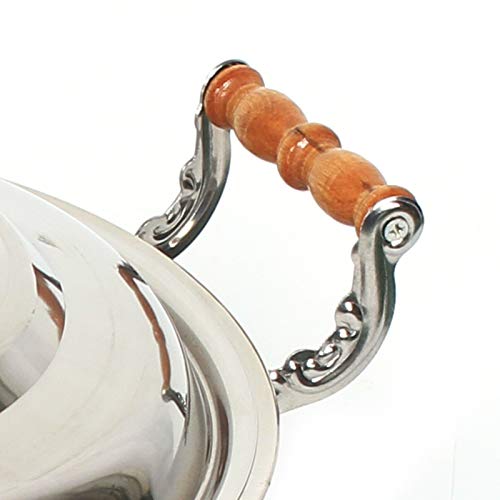 HuKaiL Edelstahl Warmhaltebehälter, Europäisch Rund Speisewärmer Chafing Dish mit Stützfüße Topflappen, Warmhaltegerät Buffetwärmer für Cafeterias, Hotel, Schulkantinen, Bankette, 43*26.5*40cm, Silber – Bild 6