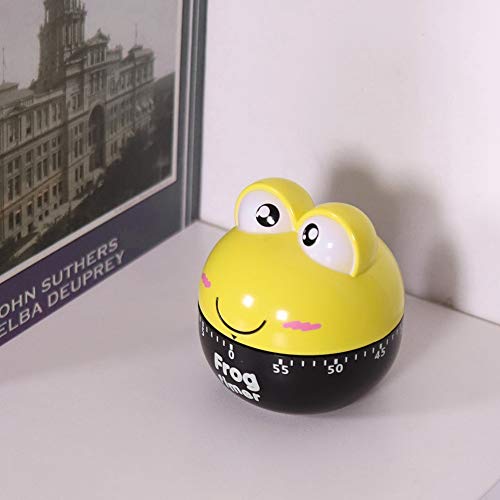 Kitchen Timer 55 Minutes Plastic Mechanical Timing Tool Cute Cartoon Animal Frog Shape Kitchen Timer Cooking Supplies for Home Restaurant(Yellow) - Image 2