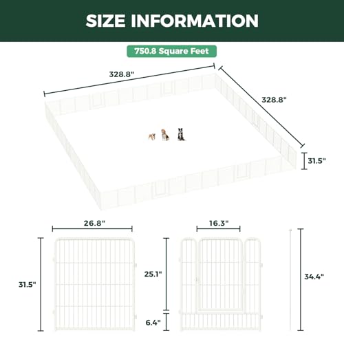Image of FXW Rollick Unleashed Dog Playpen for Indoor, Yard, RV Camping, 32 inch 48 Panels for Small and Medium Dogs, White│Patented