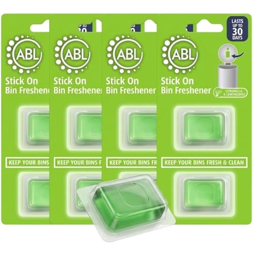 8 X Bin Freshener Stick On Bin Freshener And Odour Eliminator | Citronella & Lemongrass Deodoriser Smell Fresh