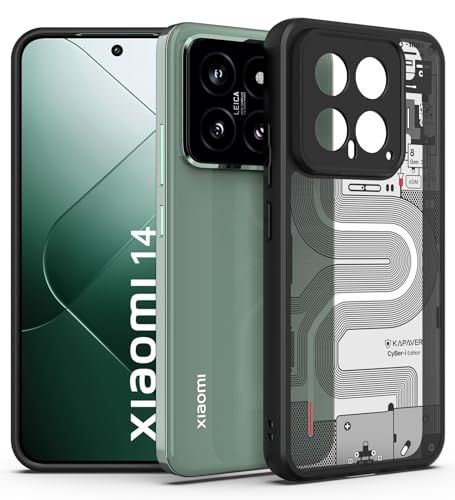 Image of KAPAVER Hybrid Series Back Cover Case Compatible with Xiaomi 14 (PC+TPU) (Cyber-i Black)