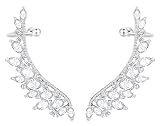 KristLand - S925 Silver Post Women Angel Wings Wrap Earrings for Women Zircon Cuff Earrings Stud for