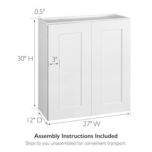 Design House Brookings Shaker Unassembled Wall Kitchen Cabinet W2730, 27 W x 12 D x 30 H, Painted White with Sherwin Williams®, Solid Wood, 561738 by Design House - Image 6
