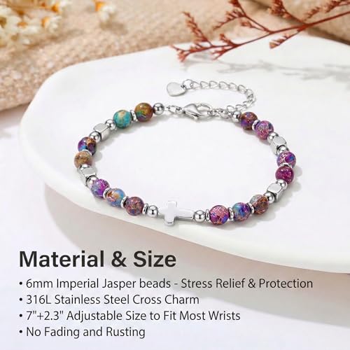 Image of Cross Bracelet for Women Girls, Christian Gifts for Daughter Granddaughter Sister In Christ Friend Niece, Baptism Confirmation First Communion Gifts for Girls