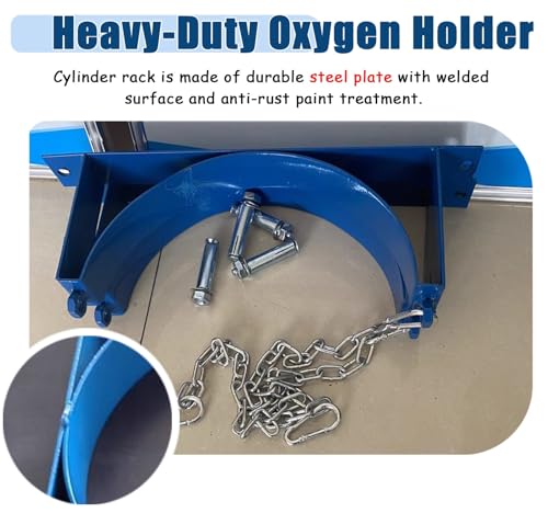 Generico Wózek na butle ze stali wysokiej z kółkami, aluminiowy wózek na tlen medyczny do użytku wewnątrz i na zewnątrz, regulowany uchwyt na butle z tlenem - wytrzymały metalowy wspornik