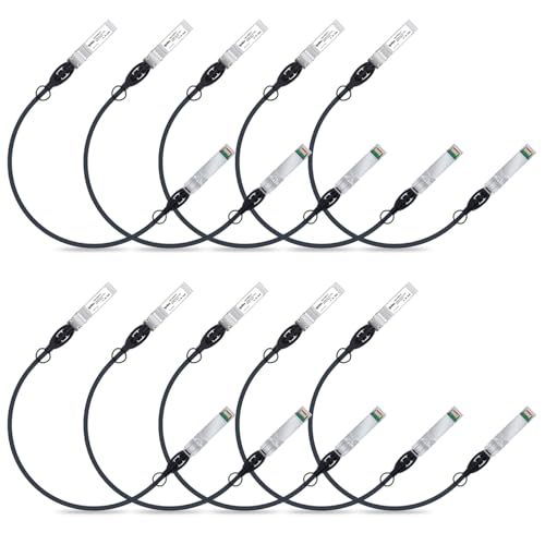 Image of ipolex 10G SFP+ Twinax Cable, Direct Attach Copper(DAC) Passive Cable, 0.5m (1.64ft), for Cisco SFP-H10GB-CU0.5M, Meraki, Ubiquiti, Mikrotik, Intel, Fortinet, Netgear, D-Link, TP-Link and More,10 Pack