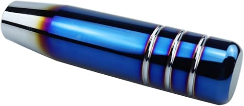 Miniatura 3 de Pomo de palanca de cambios universal azul quemado de 5.1 pulgadas, de aluminio, con peso manual, cabeza de palanca de cambios para coche con 3