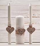 Wedding Unity Candle Set, Rustic Unity Candle Church Ceremony Set, Personalized Unity Candles,...