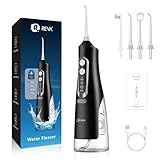 R REVA Cordless Dental Water Flosser for Teeth, Gums & Braces - Electric Oral Irrigator 310ML, 4 Modes, Rechargeable, 4 Jet Tips, Smart Memory, 360° Nozzle, IPX7 Waterproof & Low Noise (M209 - Black)