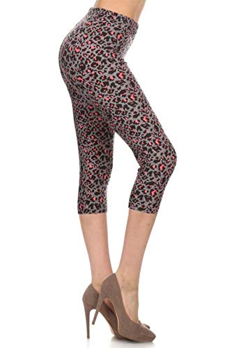 Leggings Depot Classic 1 inch Waistband Plaid & Wild Print Leggings for Women-Capri-R533-Plus Size