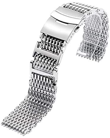 Correas de reloj 20/22/24mm malla plata acero inoxidable correa de reloj pulsera de repuesto hombres cierre plegable con correa de reloj de seguridad