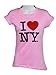 I Love NY New York Womens T-Shirt Spandex Tee Heart Light Pink Medium