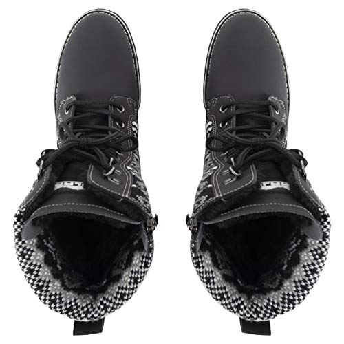 Polar Womens Faux Fur Warm Thermal Waterproof Outdoor Walking Snow Winter Rubber Sole Calf Boots - Black Knitted - Eu41/Us10 - Yc0609 #TOP5