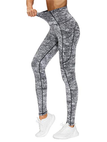 Image of THE GYM PEOPLE Thick High Waist Yoga Pants with Pockets, Tummy Control Workout Running Yoga Leggings for Women