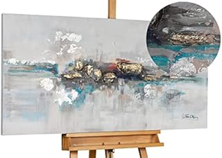 Kunstloft Acrylic painting | 100% HANDPAINTED | 47x24inches | Framed wall art 'Mirage' | Abstract | Grey | Painting on canvas