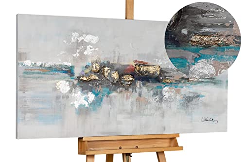 Kunstloft Quadro su tela | 100% DIPINTO A MANO | 120x60cm | Dipinto 'Mirage' | Astratto | Grigio | Arte moderna