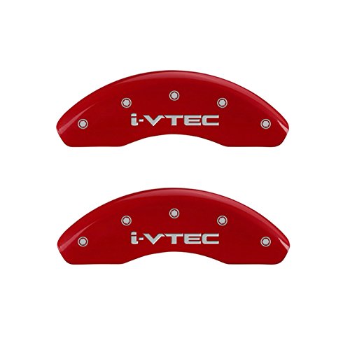 Image of MGP Brake Caliper Covers Compatible with 2013-2017 Honda Accord (Requires 17 inch+ Wheels) Powder-Coated Finish, 4 PCS Front and Rear - Red, i-VTEC Engraving