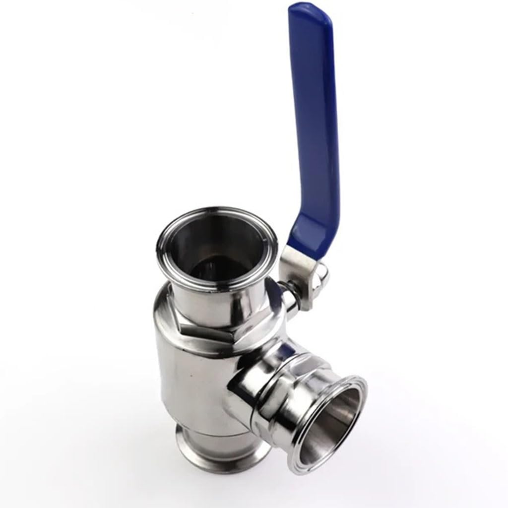 valvola a sfera, valvola a sfera in acciaio inox, Valvola a sfera sanitaria a 3 vie in acciaio inossidabile SS304, diametro esterno 3/4" 1" 1-1/4" 1-1/2" 2" Tipo con ghiera a porta T adatta for Tri Cl