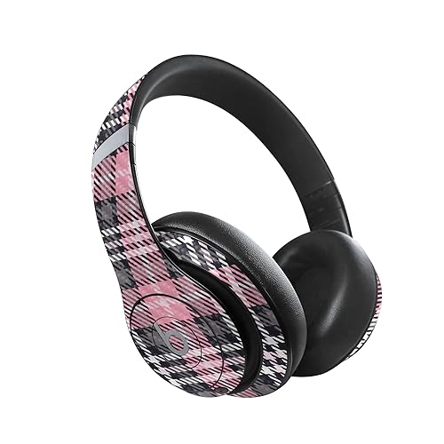 Image of MightySkins Carbon Fiber Skin Compatible with Beats Studio Pro - Pink Plaid | Protective, Durable Textured Carbon Fiber Finish | Easy to Apply
