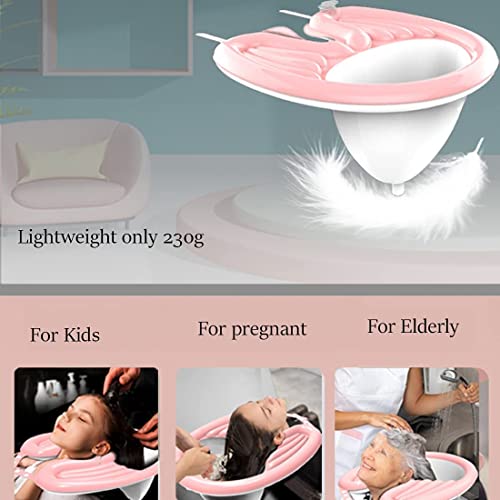 Image of Overa Inflatable Portable Hairwash Basin Home Salon Bundle with Hair Bonnet for Washing, Cutting and Styling Hair at Home in Bed or in Chair Perfect for Elderly, Injured and Pregnant Women