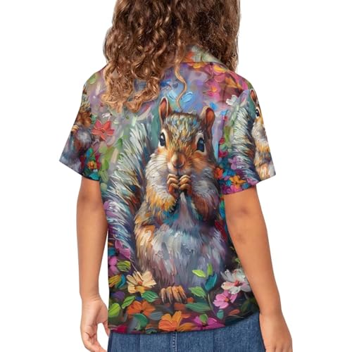 Image of PinUp Angel Funky Casual Hawaiian Shirt Kids Boys Girls Art Oil Painting Animal Pattern Short Sleeve Unisex Beach Shirt