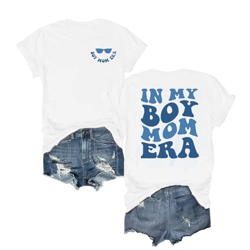 Image of in My Boy Mom Era T-Shirt Cute Boy Mom Era Funny T-Shirt Women Casual Letter Print Short Sleeve Tee