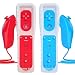Produktbild TechKen Controller für Wii mit Motion Plus und Wii Nunchuck Controller Wii Fernbedienung Nunchuk Kontroller Wii Vernbedinung Remote Plus Controller Ersatz für Wii/WiiU (Blue&red)