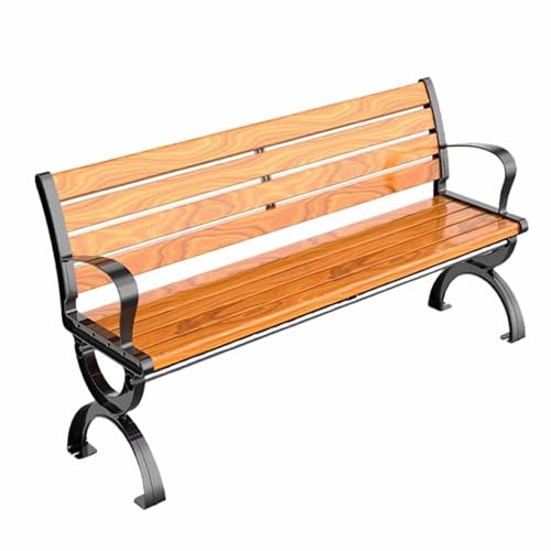 3-osobowa ławka ogrodowa na zewnątrz, ergonomiczne drewno z włókna węglowego z oparciem i podłokietnikami, maksymalne obciążenie 500 kg, rustykalna ławka na patio do parków, trawników, działek i