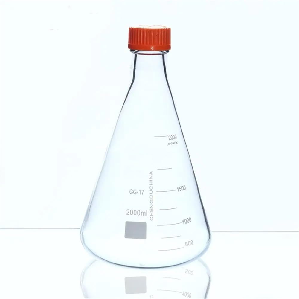 Sprzęt laboratoryjny i materiały laboratoryjne Zestaw 3 kolb stożkowych o wysokiej wytrzymałości szkła typu Erlenmeyer z nakrętką GL45