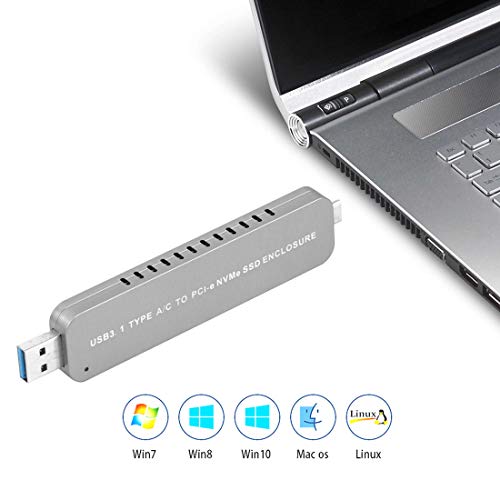 Carcasa externa USB3.1 Type-A+C para SSD M.2 NVME miniatura 7