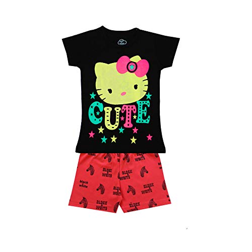 Image of MIST N FOGG Girls Half Sleeve Printed Tshirt and Printed Shorts (Set Pack of 3)