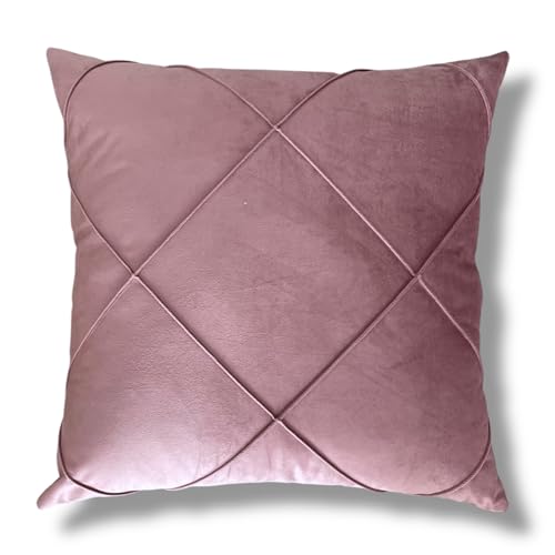 Bifulco Biancheria Cuscino Arredo in Velluto 50x50 cm con Ricamo in rilievo – Sfoderabile con Cerniera – Cuscino Decorativo Made in Italy – Imbottito (Rosa Antico)