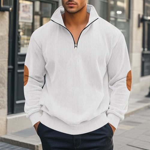 Men Corduroy Hoodies Casual Stand Collar Quarter Zip Pullover Man Long Sleeve Vintage Hip Hop Streetwear Knit Sweater2
