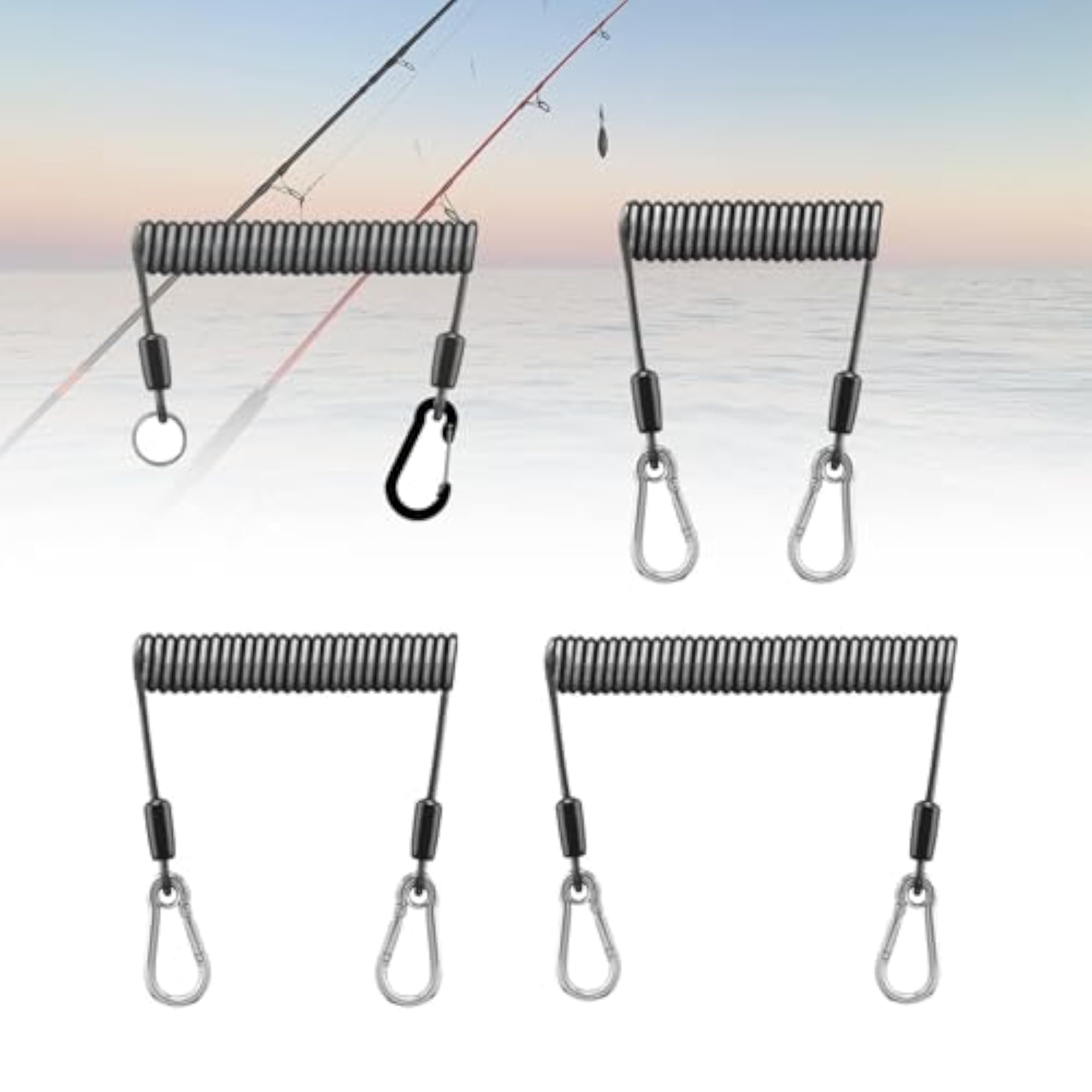 Fishing Lanyard Coil Security Leash for Fishing Pole Tether