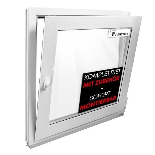 Framex Kellerfenster Fenster Kunststofffenster Weiß Breite x Höhe 60 x 50 cm (600 x 500 mm) 2-fach (32 mm) Dreh Kipp DIN Rechts - Premium - Alle Größen Framex Kellerfenster Fenster Kunststofffenster Weiß Breite x Höhe 60 x 50 cm (600 x 500 mm) 2-fach (32 mm) Dreh Kipp DIN Rechts - Premium - Alle Größen