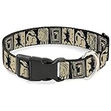 The Wizarding World of Harry Potter Pet Collar, Dog Collar Plastic Buckle, Harry Potter Hogwarts House Patch Blocks Tan Black, 20 to 31 Inches 1.5 Inch Wide
