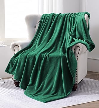 Miniatura 2 de SOCHOW Manta de franela de forro polar, tamaño individual, para todas las estaciones, ligera, súper suave y acogedora para cama o sofá, color verde