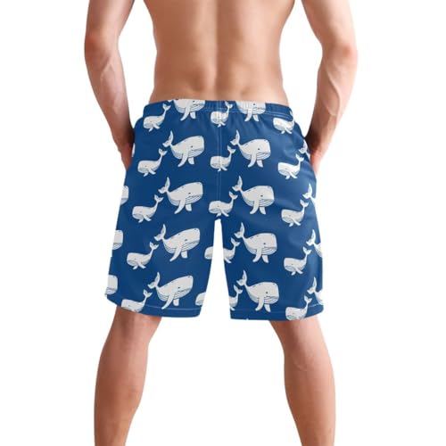 Ocean Whale Blue Mens Swim Trunks Quick Dry Beach Shorts with Pocket S 23031863