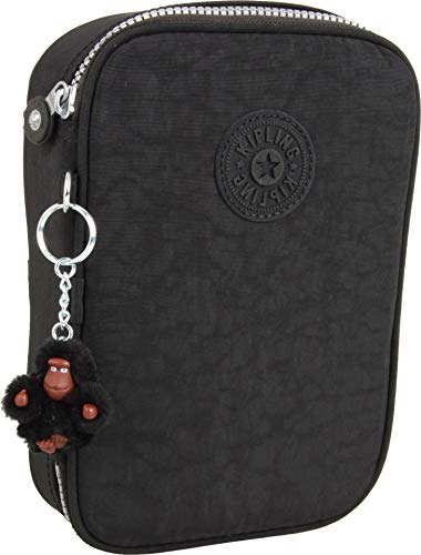 Kipling Estojo para 100 canetas, ouro brilhante, 15 cm C x 21 cm A x 5 cm P, Preto, 6'L X 8.25'H X 2'D