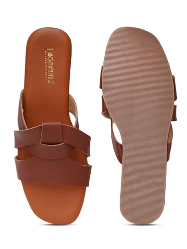 Image of Women's Tread Flat Sandals Lightweight & Flexible Comfortable Design Anti-Skid Sole Versatile Style For Girls /Ladies