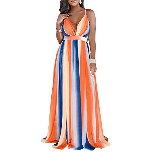 Fandee summer dresses for women maxi sexy strap floral chiffon v …