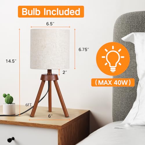 Outon Wood Tripod Small Table Lamps Set Of 2 thumb #2