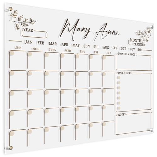 24"x16" Personalized Acrylic Wall Calendar 2024, Custom Acrylic Calendar for Wall, Custom Dry Erase Monthly Calendar for Home Decor and Family Gifts Variation (Design 5)