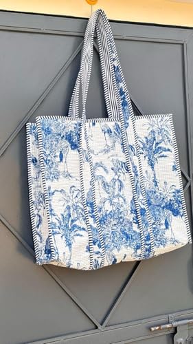 Image of Women's 100% Cotton Lightweight Shoulder Tote Bag with Interior Poeckt Casual Handbag for Women
