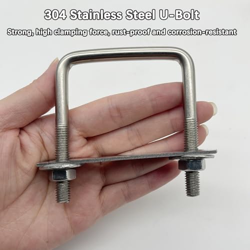 duoyif U-Schrauben Vierkant M8 60mmx80mm U-Bolzen Quadratische, Innerer Durchmesser 60mm, U-Bügel Bügelbolzen Edelstahl Mit Mutter Rahmenplatte, U Bügelschraube FüR Rohr Befestigung (M8-60x80mm)