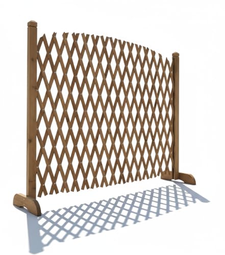 Bricozone Grigliato Estensibile In Legno Naturale Autoportante Per Esterni Bricozone Pannello Decorativo Divisorio Da Giardino Con Supporto Per Rampicanti Altezza 150 Cm Regolabile Da 34 A 120 Cm