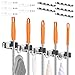 5 Pack Broom Holder Wall Mount 5 Racks 4 Hooks Stainless Steel Broom Mop Holder Anti Slip Storage Rack Strong Load Bearing Waterproof Broom and Mop Organizer Wall Hanging for Bathroom Kitchen Garage