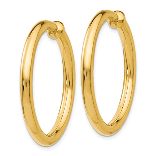 14K Yellow Gold Clip On Hoop Earrings Jewelry #TOP1