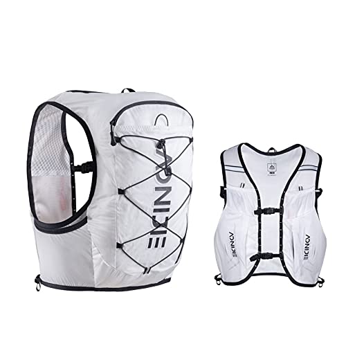 AONIJIE Zaino leggero da 10 litri, per sacca d'acqua, escursionismo, corsa, maratona, ciclismo, bianco/nero