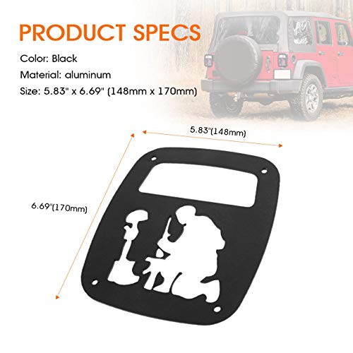 Partol YJ Tail Light Cover For Jeep Wrangler TJ YJ 1987-2006, Exterior Tail Light Guard Protect Shade Hollow Out Rear Tail Light Covers (Soldier)